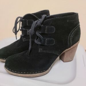 Clarks Black Ankle Boots with Chunky Heel